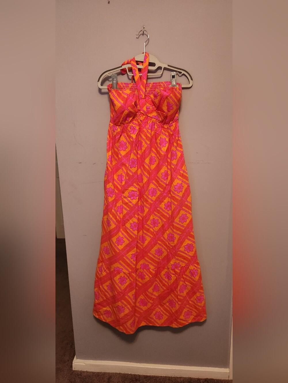 MuMu ♡ BARBIE  Orange and Pink Halter Maxi Dress